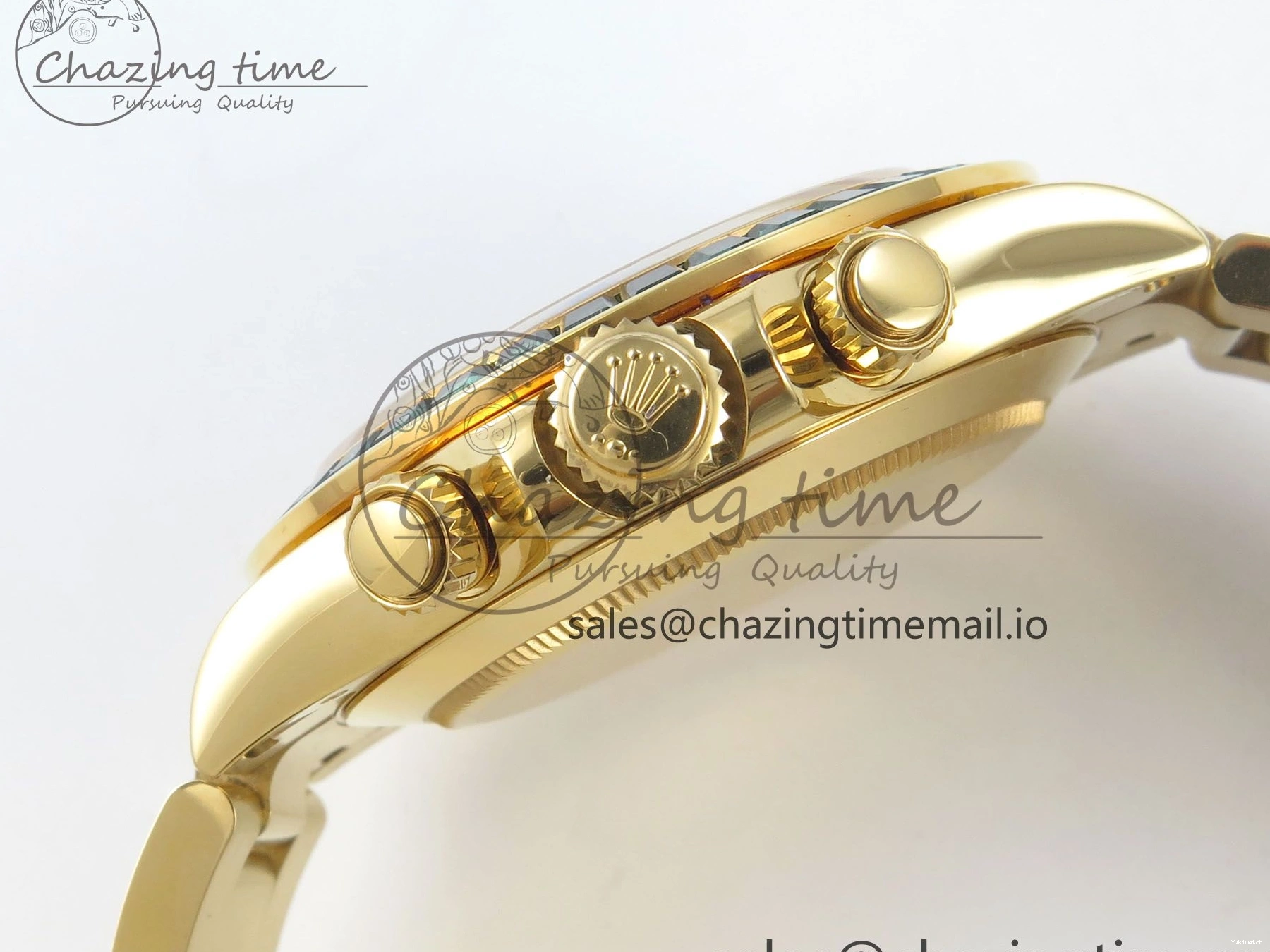 Bezel YG Crystals MPF SA4801 Skeleton Bracelet Custom 40mm Modded Green Dial Daytona on 0427